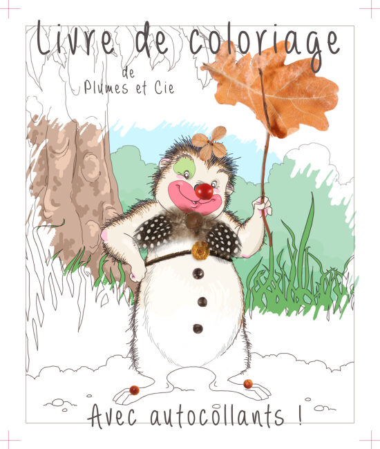 Livre de coloriages avec stickers. Création personnelle Plumes et Cie 